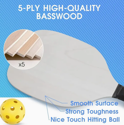 Pickleball paddles (4) and balls (4) set